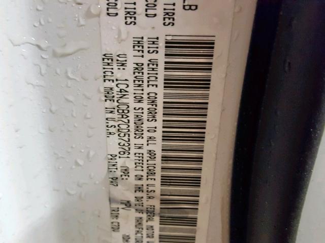 1C4NJCBA7CD573761 - 2012 JEEP COMPASS SP თეთრი ფოტო 10