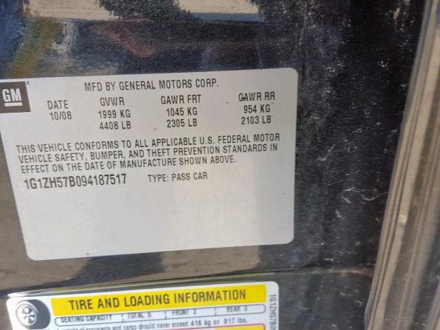 1G1ZH57B094187517 - 2009 CHEVROLET MALIBU 1LT 黑色 照片 10