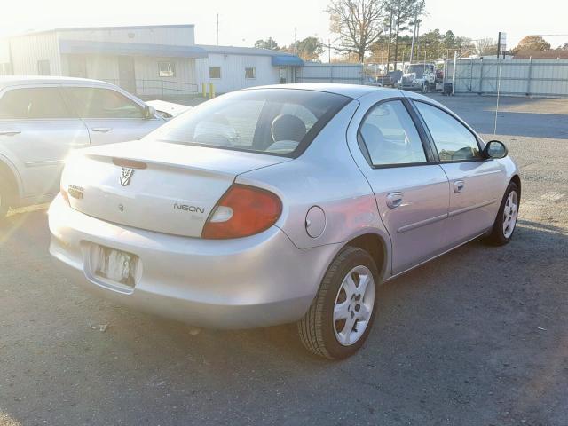 1B3AS46C52D636806 - 2002 DODGE NEON SE SILVER photo 4