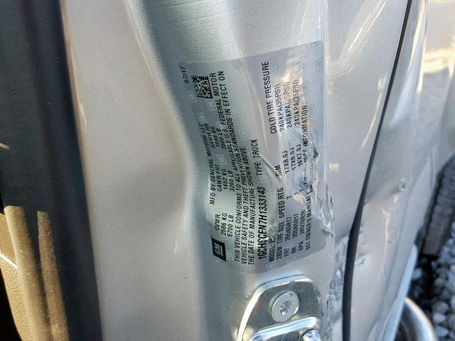 1GCHSCEN7H1333143 - 2017 CHEVROLET COLORADO L SILVER photo 10