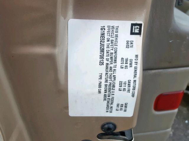 1G1NE52J02M706125 - 2002 CHEVROLET MALIBU LS 棕色 照片 10