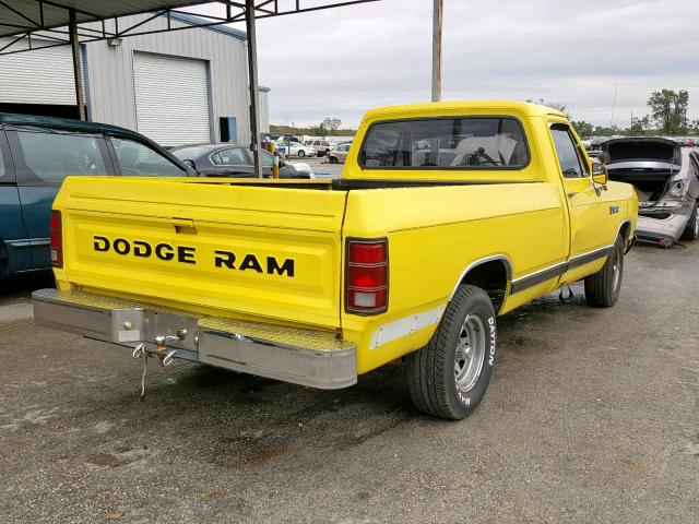 1B7FD14E3BS160116 - 1981 DODGE D-SERIES D YELLOW photo 4