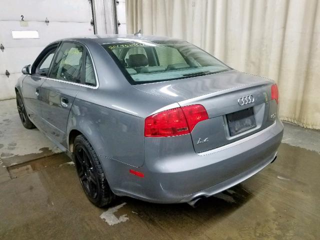 WAUDF78E28A072670 - 2008 AUDI A4 2.0T QU GRAY photo 3