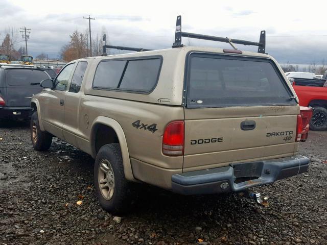 1D7HG12X83S128340 - 2003 DODGE DAKOTA SXT GOLD photo 3