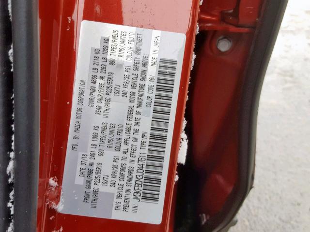 JM3KFBDM3J0447611 - 2018 MAZDA CX-5 GRAND RED photo 10