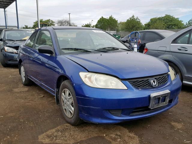 1HGEM21155L033189 - 2005 HONDA CIVIC DX V BLUE photo 1