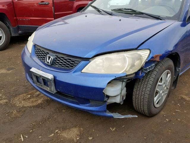 1HGEM21155L033189 - 2005 HONDA CIVIC DX V BLUE photo 9