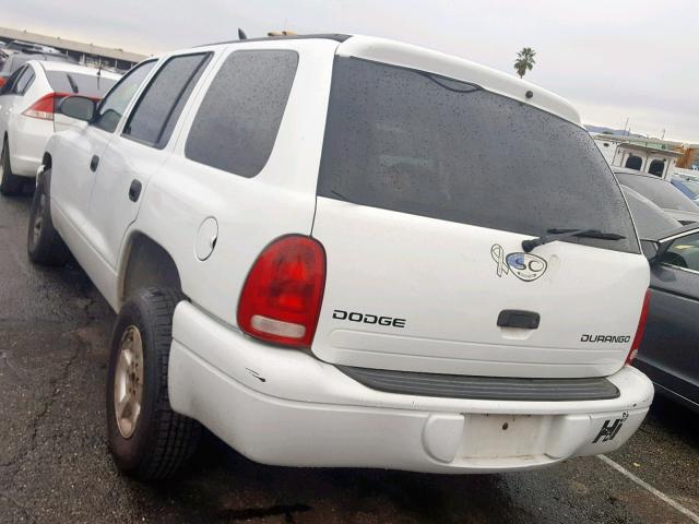 1B4HR38N22F166351 - 2002 DODGE DURANGO SP WHITE photo 3