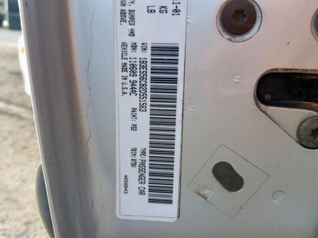 1B3ES56C82D551563 - 2002 DODGE NEON ES SILVER photo 10