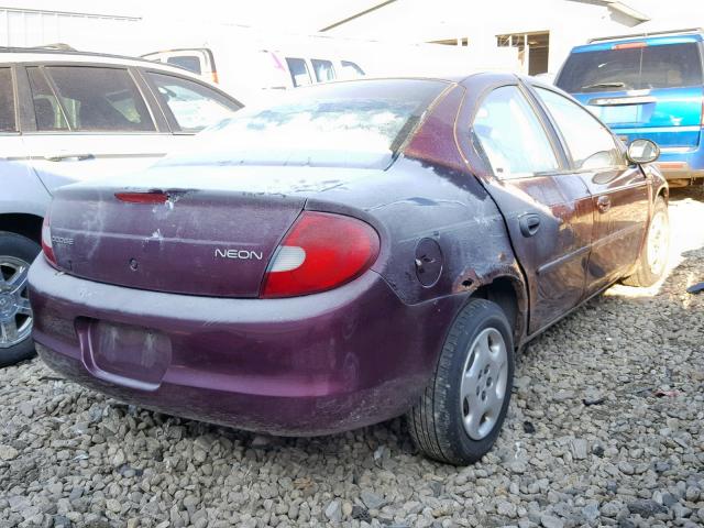 1B3ES46C7YD678341 - 2000 DODGE NEON BASE PURPLE photo 4