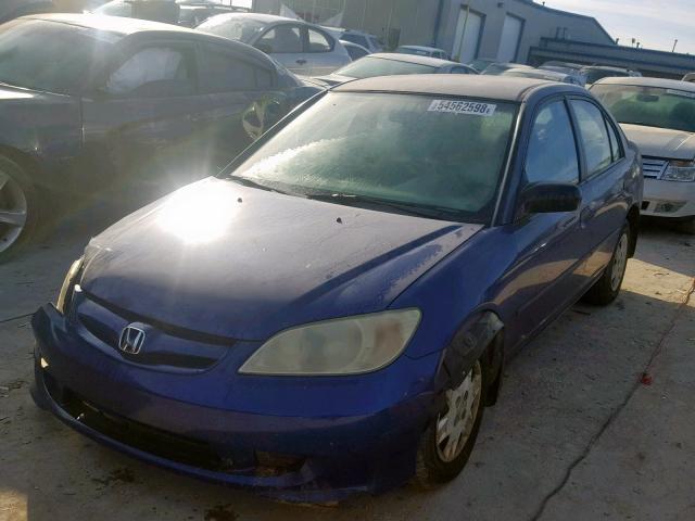 1HGES16344L012777 - 2004 HONDA CIVIC DX V BLUE photo 2