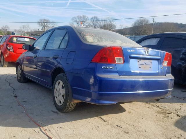 1HGES16344L012777 - 2004 HONDA CIVIC DX V BLUE photo 3