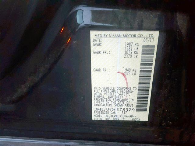 1N4BL3AP7DN578379 - 2013 NISSAN ALTIMA 3.5 BLACK photo 10