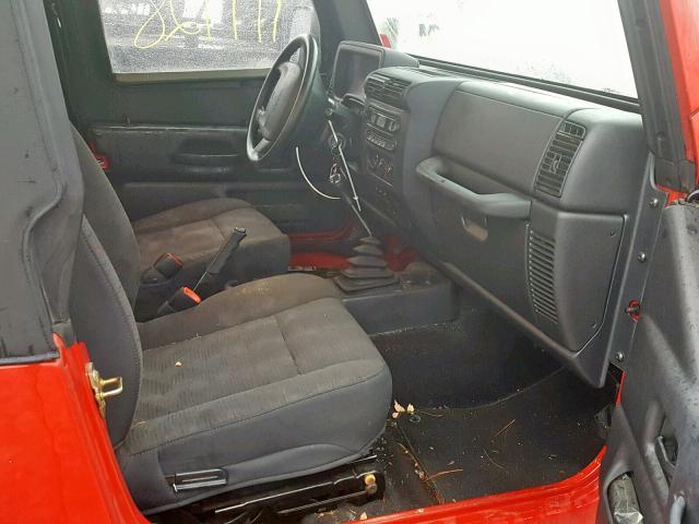 1J4FA29134P712556 - 2004 JEEP WRANGLER / RED photo 5