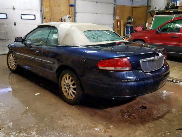 1C3EL45U71N655703 - 2001 CHRYSLER SEBRING LX BLUE photo 3