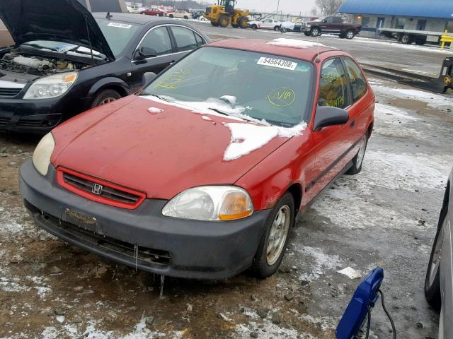 2HGEJ6326VH107223 - 1997 HONDA CIVIC CX RED photo 2