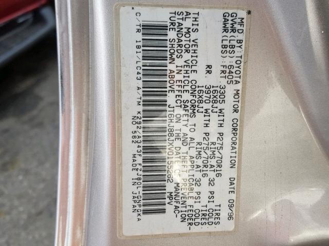 JT6HJ88JXV0155262 - 1997 LEXUS LX 450 SILVER photo 10