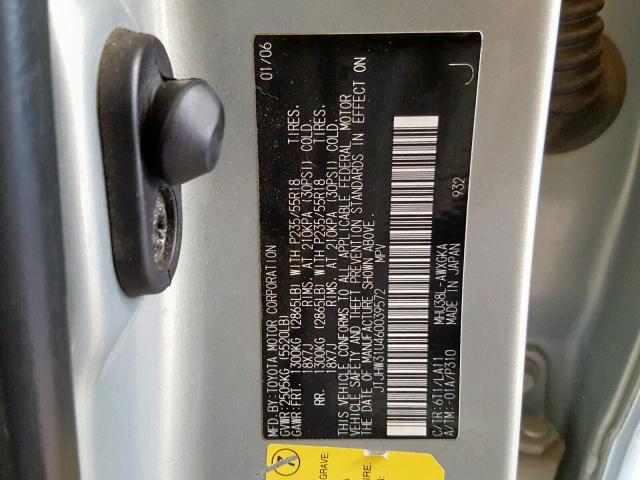 JTJHW31U460039572 - 2006 LEXUS RX GRAY photo 10