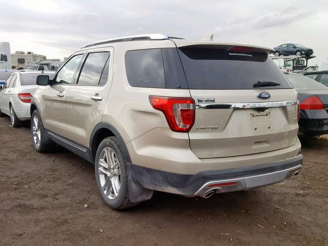 1FM5K8F81HGD16937 - 2017 FORD EXPLORER L GOLD photo 3