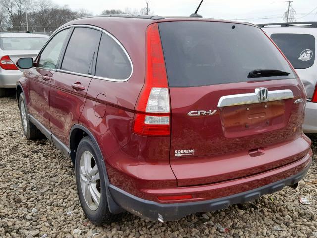 5J6RE4H75BL057453 - 2011 HONDA CR-V EXL BURGUNDY photo 3