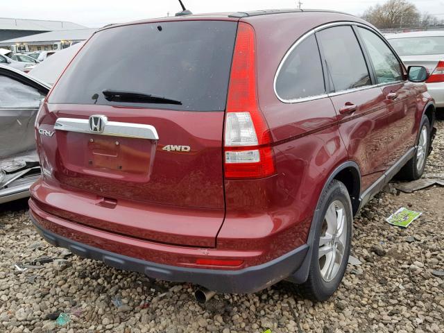 5J6RE4H75BL057453 - 2011 HONDA CR-V EXL BURGUNDY photo 4