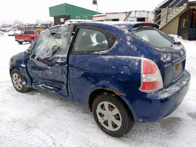 KMHCN35C37U039702 - 2007 HYUNDAI ACCENT BAS BLUE photo 3