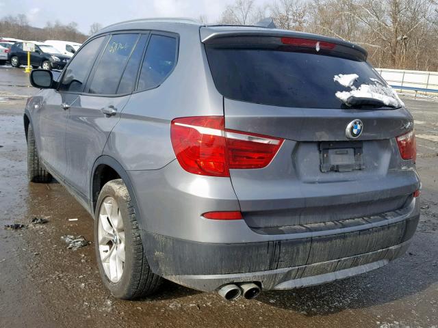 5UXWX7C53EL982388 - 2014 BMW X3 XDRIVE3 GRAY photo 3