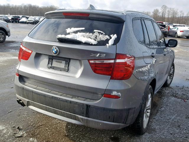 5UXWX7C53EL982388 - 2014 BMW X3 XDRIVE3 GRAY photo 4