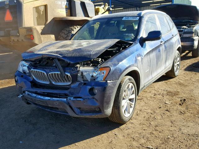 5UXWX9C59E0D25062 - 2014 BMW X3 XDRIVE2 BLUE photo 2