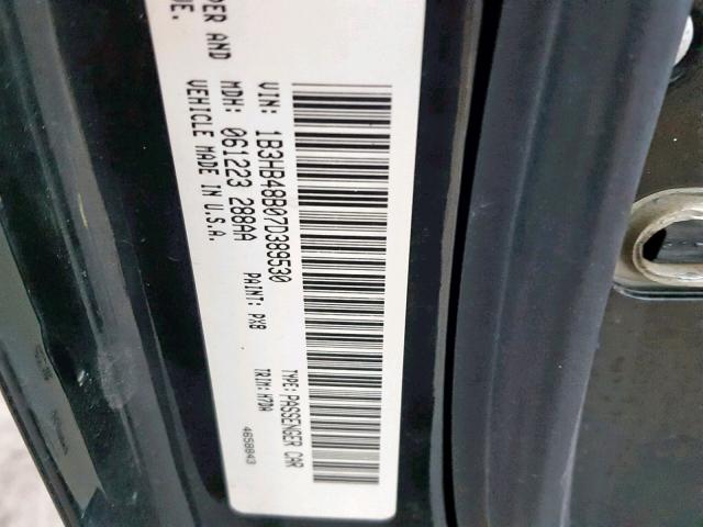 1B3HB48B07D389530 - 2007 DODGE CALIBER SX BLACK photo 10