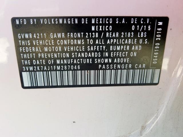 3VW2K7AJ1FM287046 - 2015 VOLKSWAGEN JETTA BASE  照片 10