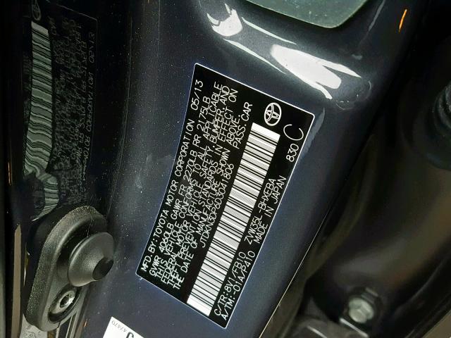 JTDKN3DP6D3041806 - 2013 TOYOTA PRIUS PLUG GRAY photo 10