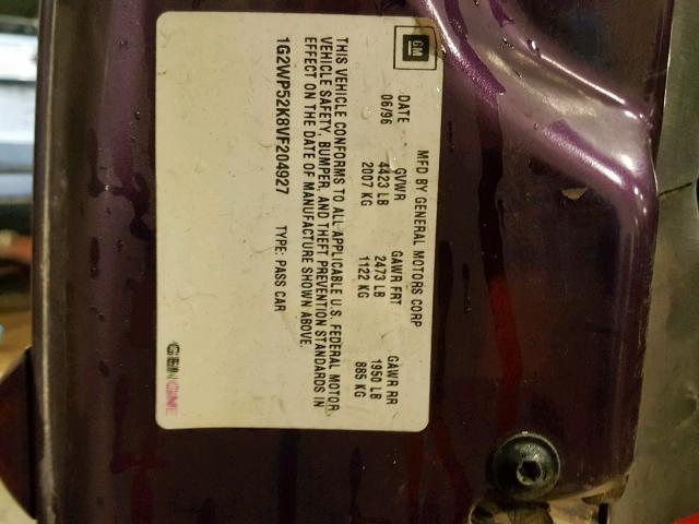 1G2WP52K8VF204927 - 1997 PONTIAC GRAND PRIX MAROON photo 10