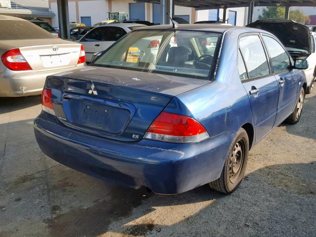 JA3AJ26EX4U022729 - 2004 MITSUBISHI LANCER ES BLUE photo 4