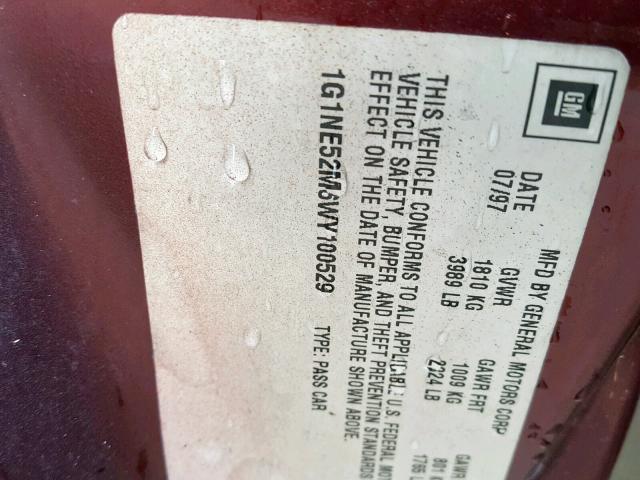 1G1NE52M6WY100529 - 1998 CHEVROLET MALIBU LS 红色 照片 10