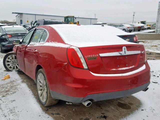 1LNHL9DR2BG609183 - 2011 LINCOLN MKS RED photo 3