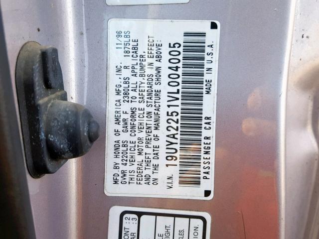19UYA2251VL004005 - 1997 ACURA 3.0CL Pembe fotoğraf 10