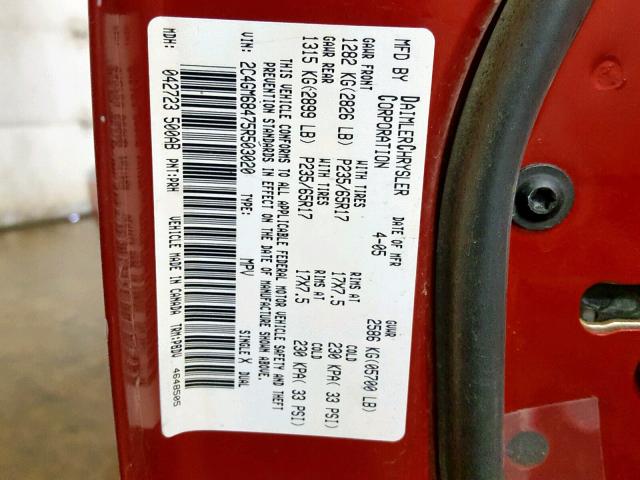 2C4GM68475R503020 - 2005 CHRYSLER PACIFICA T RED photo 10