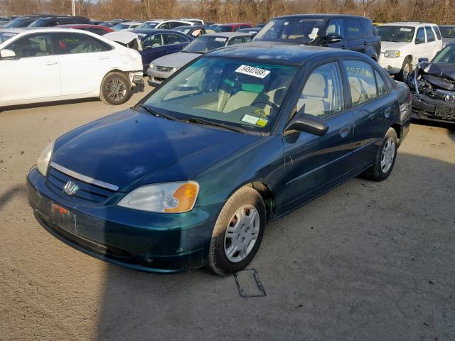 2HGES16221H610110 - 2001 HONDA CIVIC DX GREEN photo 2