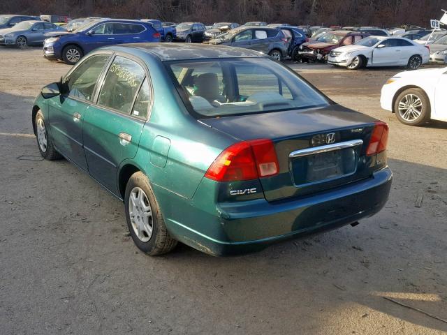 2HGES16221H610110 - 2001 HONDA CIVIC DX GREEN photo 3