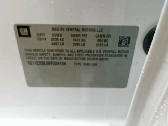 1G11C5SL9EF234134 - 2014 CHEVROLET MALIBU 1LT 白色 照片 10