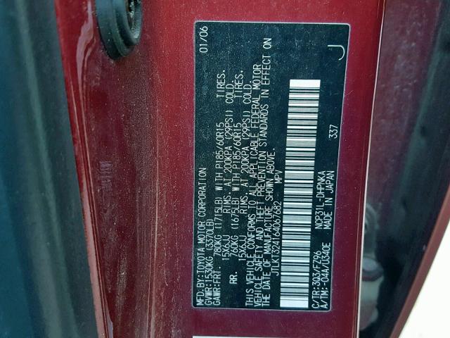 JTLKT324164067682 - 2006 TOYOTA SCION XB Марун фото 10