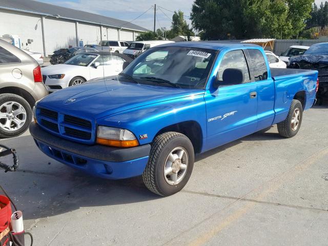 1B7GL22X4XS114447 - 1999 DODGE DAKOTA BLUE photo 2