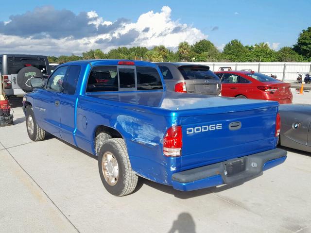 1B7GL22X4XS114447 - 1999 DODGE DAKOTA BLUE photo 3