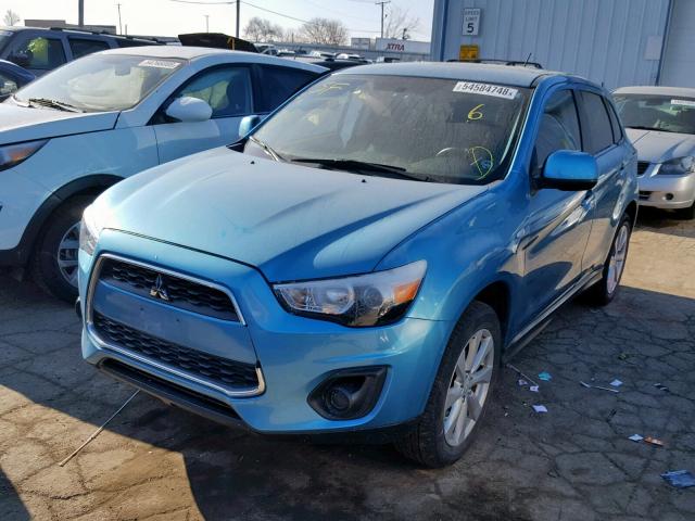 4A4AP3AU6EE009906 - 2014 MITSUBISHI OUTLANDER TURQUOISE photo 2