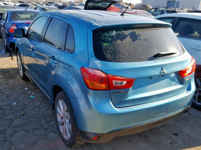 4A4AP3AU6EE009906 - 2014 MITSUBISHI OUTLANDER TURQUOISE photo 3