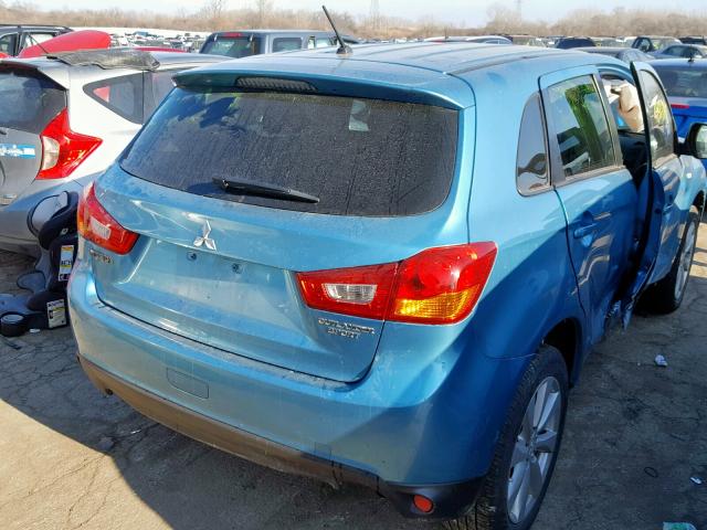 4A4AP3AU6EE009906 - 2014 MITSUBISHI OUTLANDER TURQUOISE photo 4