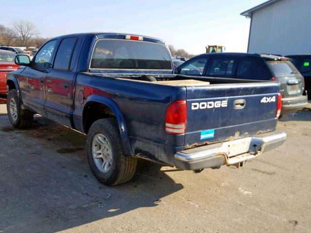 1B7HG2AN51S320893 - 2001 DODGE DAKOTA QUA BLUE photo 3