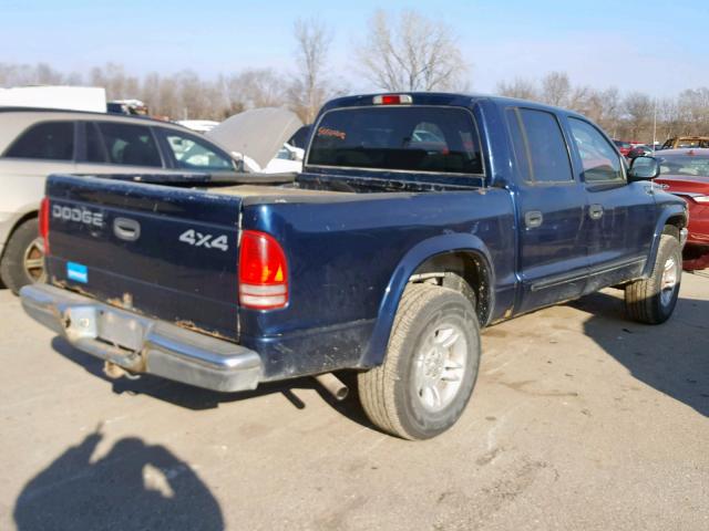 1B7HG2AN51S320893 - 2001 DODGE DAKOTA QUA BLUE photo 4