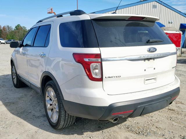 1FM5K7F84DGA52990 - 2013 FORD EXPLORER L WHITE photo 3